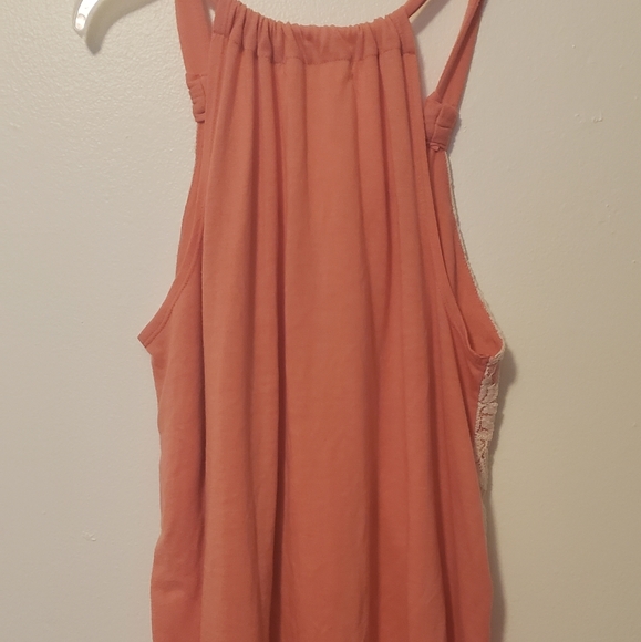 Pink & Cream Button-Front Lace Overlay Tank - Picture 4 of 5